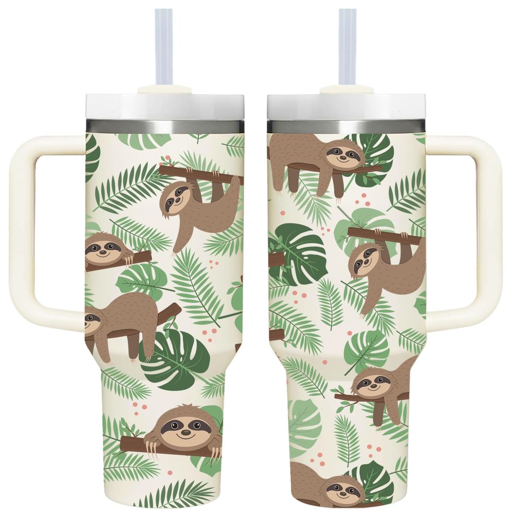 40 OZ Sloth Tumbler with Handle.Sloth Lover Cup Gift.40 OZ Unique Birthday Christmas Sloth Tumblers Gifts for Women Men.
