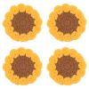 4pcs Cute Crochet Knitted Coasters - Funny Sunflower Designs, Soft & Absorbent for Drinks, Desk & Bar view 1