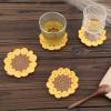 4pcs Cute Crochet Knitted Coasters - Funny Sunflower Designs, Soft & Absorbent for Drinks, Desk & Bar view 3