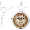 EHVYBDX Outdoor Garden Wall Clock, 8 Inch Double Sided Paddington Station Wall Clock Antique-Look Bracket Garden Clock Waterproof Outdoor Indoor Outdoor Decoration,Black view 1