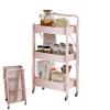 Rolling Storage Cart,Foldable Trolley Storage Rack, Narrow Cart for Small Spaces, 3 Tier Mobile Storage Rolling Utility Cart, Multi-Layer Mobile Cart, for Kitchen Bathroom Laundry view 1