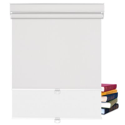 BERISSA Dual Roller Shades,Double Window Blinds,Blackout and Light Filtering Shades,Thermal Window Shades for Home Office, Easy to Install(5% Solar White+Blackout Linen White),58" W x 80" H