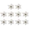 10pcs Christmas Poinsettia Glitter Flower, Hanging Xmas Party Tree Decoration,Artificial Xmas Flower Ornaments,Christmas Tree Flower Decor(Silver) view 1