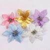 10pcs Christmas Poinsettia Glitter Flower, Hanging Xmas Party Tree Decoration,Artificial Xmas Flower Ornaments,Christmas Tree Flower Decor(Silver) view 3