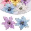 10pcs Christmas Poinsettia Glitter Flower, Hanging Xmas Party Tree Decoration,Artificial Xmas Flower Ornaments,Christmas Tree Flower Decor(Silver) view 4