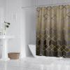 PDSYCB Geometric Fabric Shower Curtain Set Metal Honeycomb Pattern Abstract Geometric Bathroom Window Curtain Modern Decorative Polyester Cloth Shower Curtains for Bathroom Decor 35x87in-90x220cm/WxL view 2