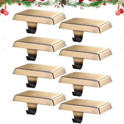 popamaz Christmas Stocking Holders for Mantle, Weighted Stocking Hangers, Christmas Stocking Hooks for Tables Window Fireplace Mantle Decoration(Bronze,8PCS)