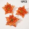 10Pcs Poinsettia Artificial Christmas, Christmas Decorations, Christmas Wreaths Decoration, For Xmas Wedding DIY Wreath Floral Party(Orange) view 2