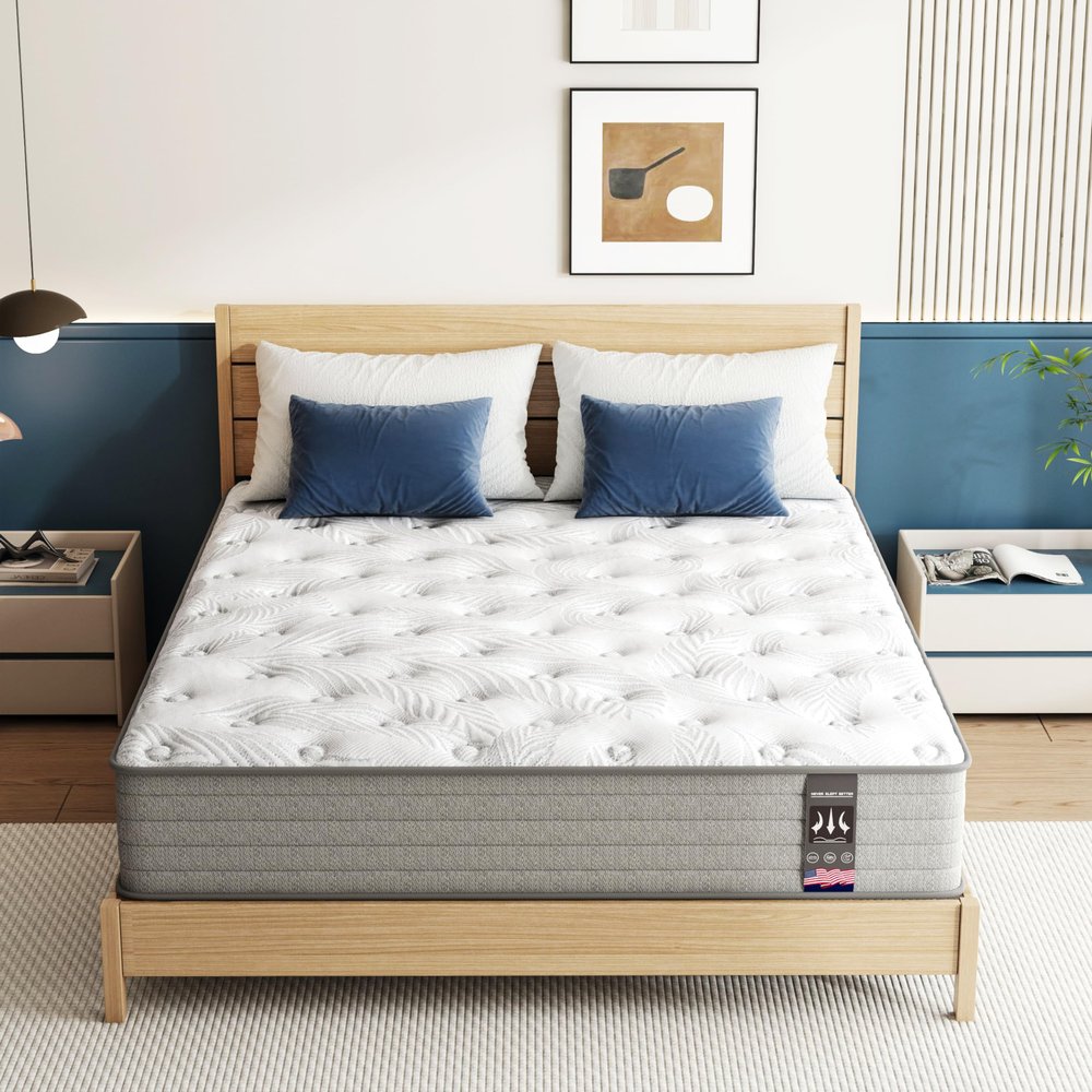 Pamag pieeoo Queen Mattress 12 inch, Hybrid Memory Foam Mattresses with Pocket Springs, Queen Size Mattresses, Mattress in a Box, Medium Firm, Pressure Relief, Upgraded Support, CertiPUR-US