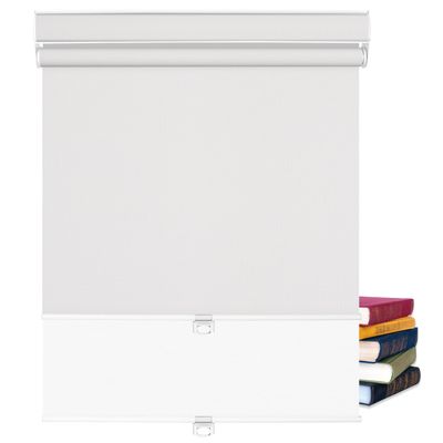 BERISSA Dual Roller Shades,Double Window Blinds,Blackout and Light Filtering Shades,Thermal Window Shades for Home Office, Easy to Install(5% Solar White+Blackout Jacquard White),26" W x 60" H