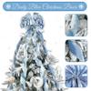 LIZLOVESS Dusty Blue and Silver Christmas Tree Toppers 13 x 53 Inch Large Decorative Bows with Streamer and Snowflake Patterns for Xmas Tree Wreaths Door Staircase Home Decor view 2