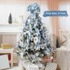 LIZLOVESS Dusty Blue and Silver Christmas Tree Toppers 13 x 53 Inch Large Decorative Bows with Streamer and Snowflake Patterns for Xmas Tree Wreaths Door Staircase Home Decor view 4