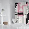 PDSYCB Geometric Fabric Shower Curtain Set Grey Checkered Pattern Abstract Geometric Bathroom Window Curtain Modern Decorative Polyester Cloth Shower Curtains for Bathroom Decor 87x72in-220x183cm/WxL view 2