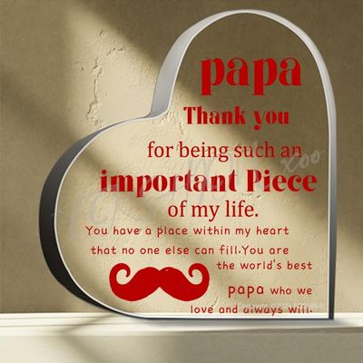 Papa Grandpa Gifts Father'S Day Gifts For Papa Grandfather From Grandkids Birthday Present For Dad Grandpa Gift Idea Papa Heart Acrylic Decoration Sign Plaque (4x4In)