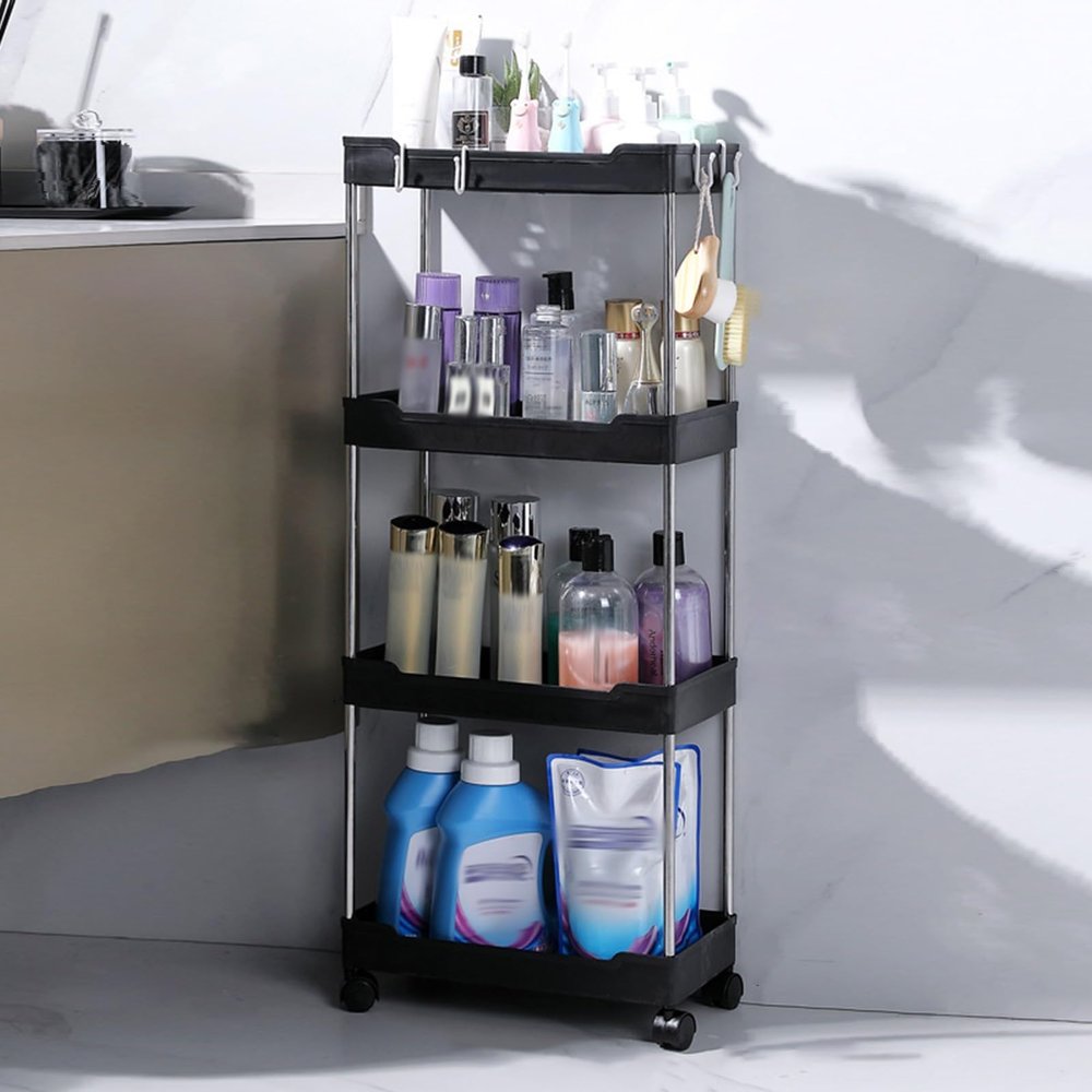 Slim Rolling Storage Cart, Slim Storage Cart with Wheels,Kitchen Storage Carts, Mobile Shelving Bathroom Organizer Utility Cart, use for Kitchen, Narrow Places