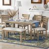 Bellemave 6-Piece Dining Table Set with Bench for 6 Rectangular Kitchen Table Set with 4 Chairs & Bench Retro Dining Room Table and Chairs for Kitchen, Dining Room (Natural) view 1