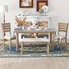 Bellemave 6-Piece Dining Table Set with Bench for 6 Rectangular Kitchen Table Set with 4 Chairs & Bench Retro Dining Room Table and Chairs for Kitchen, Dining Room (Natural) view 2
