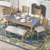 Bellemave 6-Piece Dining Table Set with Bench for 6 Rectangular Kitchen Table Set with 4 Chairs & Bench Retro Dining Room Table and Chairs for Kitchen, Dining Room (Natural) view 3