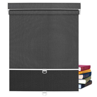 BERISSA Dual Roller Shades,Double Window Blinds,Blackout and Light Filtering Shades,Thermal Window Shades for Home Office, Easy to Install(5% Solar Black+Blackout Linen Black),50" W x 80" H