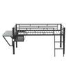 Twin Size Gaming Mid Loft Bed with Desk and LED Lights, Modern Metal Loft Bed Frame with Inclined Ladder and Safety Guardrail for Kids Teens Girls Boys Bedroom, Easy Assembly (Black-01, Twin) view 4