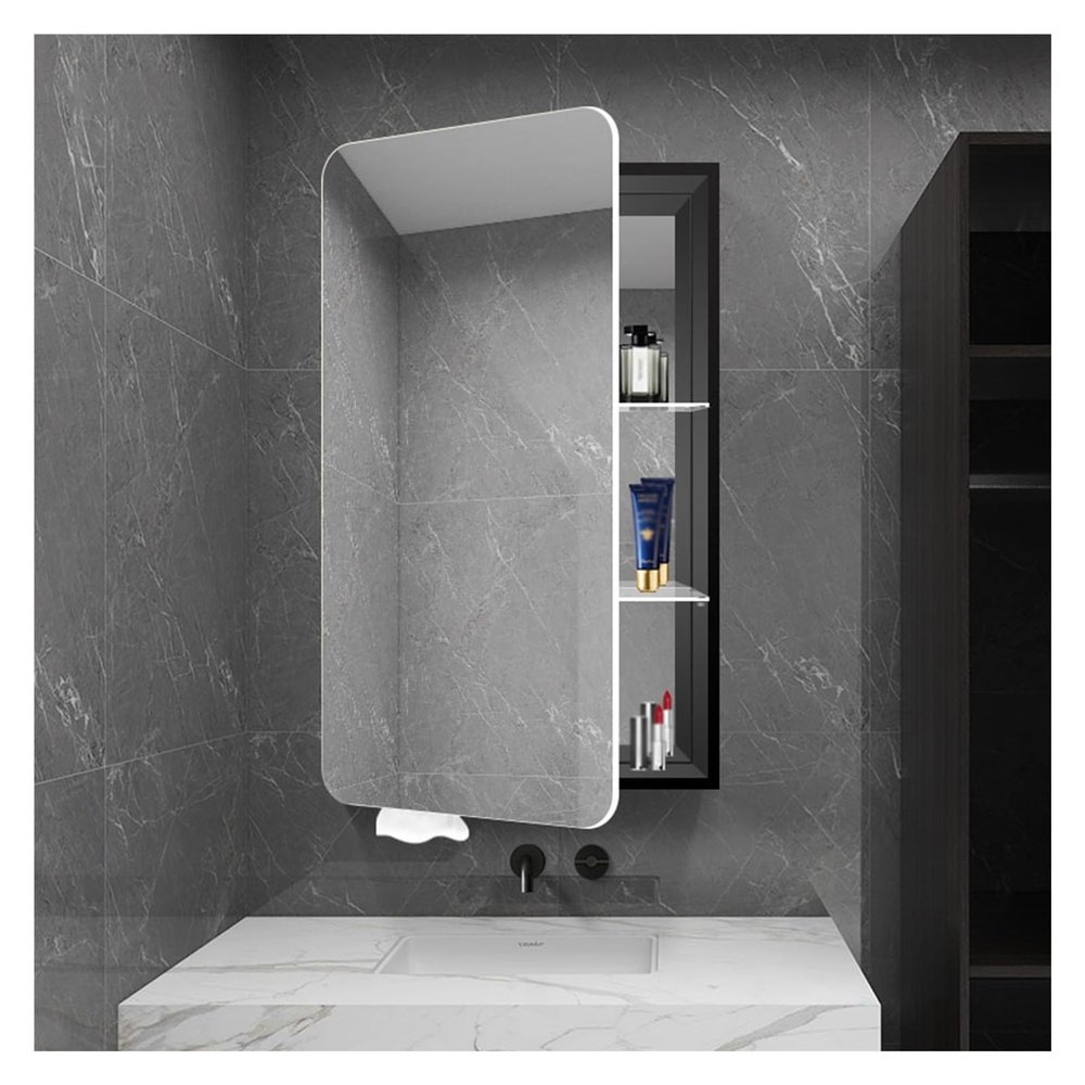 Rectangle Medicine Cabinet Mirror with Shelf,Bathroom Mirror with Storage,Over The Toilet Aluminum Medicine Cabinets,Surface Wall Mounted,Not Recessed,for Bathroom Laundry Room Kitchen(50X70CM)