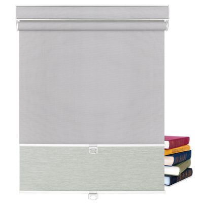 BERISSA Dual Roller Shades,Double Window Blinds,Blackout and Light Filtering Shades,Thermal Window Shades for Home Office, Easy to Install(5% Solar Gray+Blackout Jacquard Gray),65" W x 44" H