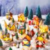 Kasyat 58 Pcs Christmas Village Sets Miniature Christmas Figurines Decoration LED Christmas Village Houses Building Resin Xmas Scene Village Accessories Ornaments for Winter Indoor Room Decor Gifts view 1