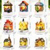 Kasyat 58 Pcs Christmas Village Sets Miniature Christmas Figurines Decoration LED Christmas Village Houses Building Resin Xmas Scene Village Accessories Ornaments for Winter Indoor Room Decor Gifts view 3