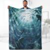 Shark Ocean Blanket Gifts - Sea Nautical Lovers Creature Nautical Themed Underwater World Throw for Women Kids Adults Travel Camping Decor Soft Birthday Christmas Lightweight Blanket 60"x80" view 1
