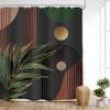 Glawry Dark Green Brown Boho Shower Curtain Abstract Mid Century Retro Tropical Leaves Modern Geometric Bathroom Minimalist Arch Sun 60Wx72L Inches Bath Accessories Art Home Decor Fabric 12 Pack Hooks view 2