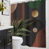 Glawry Dark Green Brown Boho Shower Curtain Abstract Mid Century Retro Tropical Leaves Modern Geometric Bathroom Minimalist Arch Sun 60Wx72L Inches Bath Accessories Art Home Decor Fabric 12 Pack Hooks view 4
