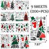 9 Sheets 200+Pcs Christmas Window Clings Stickers, Buffalo Plaid Christmas Tree Window Stickers, Xmas Decals Decorations Windows Clings for Glass Home Holiday Party view 3