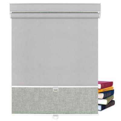 BERISSA Dual Roller Shades,Double Window Blinds,Blackout and Light Filtering Shades,Thermal Window Shades for Home Office, Easy to Install(5% Solar Gray+Blackout Linen Gray),58" W x 80" H