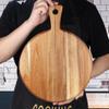 Acacia Round Cutting Board, Acacia Cutting Board With Handle, Cheese Board, Vegetables, Bread, And Sweets - Kitchen And Dining Room Decorative Wood Serving Boards view 4