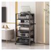 6 Tier Movable AV Media Stand, Audio/Video Component Rack Heavy Shelves with Wheels/Adjustable Shelves, Space Saving Stereo Cabinet Storage Unit Corner Wooden Record Player Shelf for Home Office Club view 1