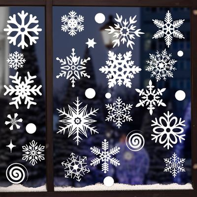 9 Sheets 400+ Pcs Winter Snowflake Window Clings Stickers, Window Decals, Decorations for Glass Windows Party Holiday