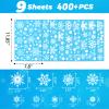 9 Sheets 400+ Pcs Winter Snowflake Window Clings Stickers, Window Decals, Decorations for Glass Windows Party Holiday view 3