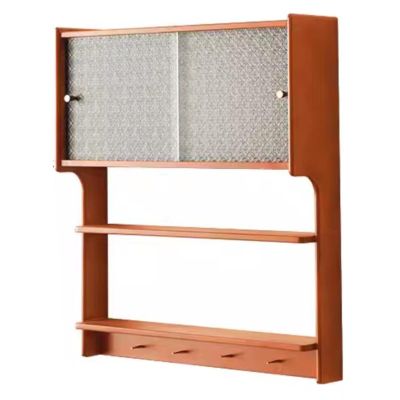 Cobrutke Decorative Side Cabinet in Living Room Cup Rack in Kitchen Wall Cabinet Hall Mounted Storage Rack in Entrance Hall Sliding Door(BrownB)