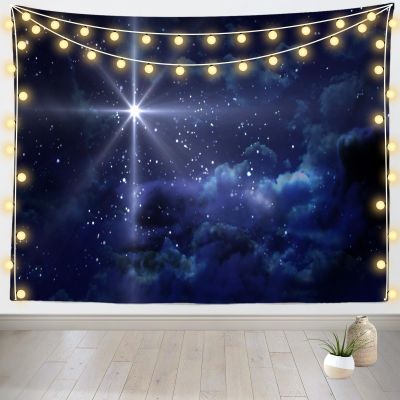 Loccor Star Night Tapestry Bethlehem Christmas Star Nativity of Jesus Christ Wall Hanging Nativity Scene Star of Bethlehem Blue Starry Sky Tapestry Christian Church Decor Home Decor 70''x47''