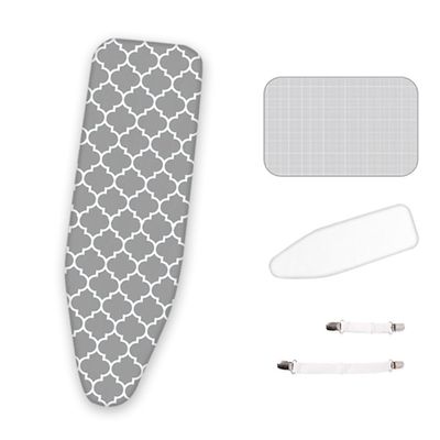 CHEMYO Ironing Board Cover with Extra Thick Padding, Iron Board Cover with Padding with Protective Scorch Mesh Cloth and Fasteners(Gray,32x12in)
