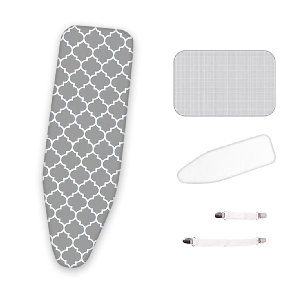 CHEMYO Ironing Board Cover with Extra Thick Padding, Iron Board Cover with Padding with Protective Scorch Mesh Cloth and Fasteners(Gray,32x12in)