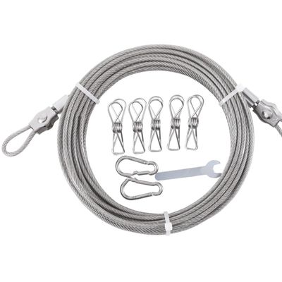 Stainless Steel Wire Rope, Garden Climbing Plants Suspension Wire Rope with 5 Clamps, 2 Snaps, 1 Wrench for Outdoor Craft Curtains Fence(4m/13.12ft)