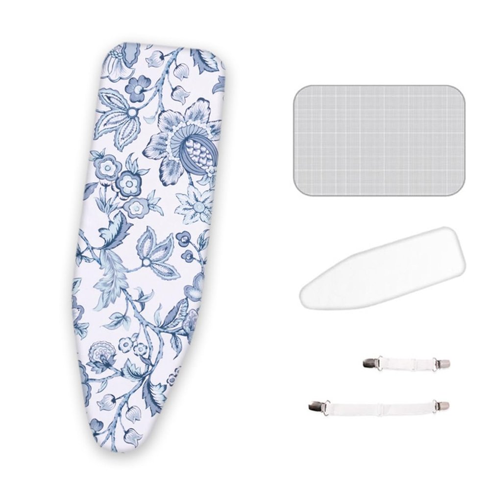 CHEMYO Ironing Board Cover with Extra Thick Padding, Iron Board Cover with Padding with Protective Scorch Mesh Cloth and Fasteners(Blue,43x14in)
