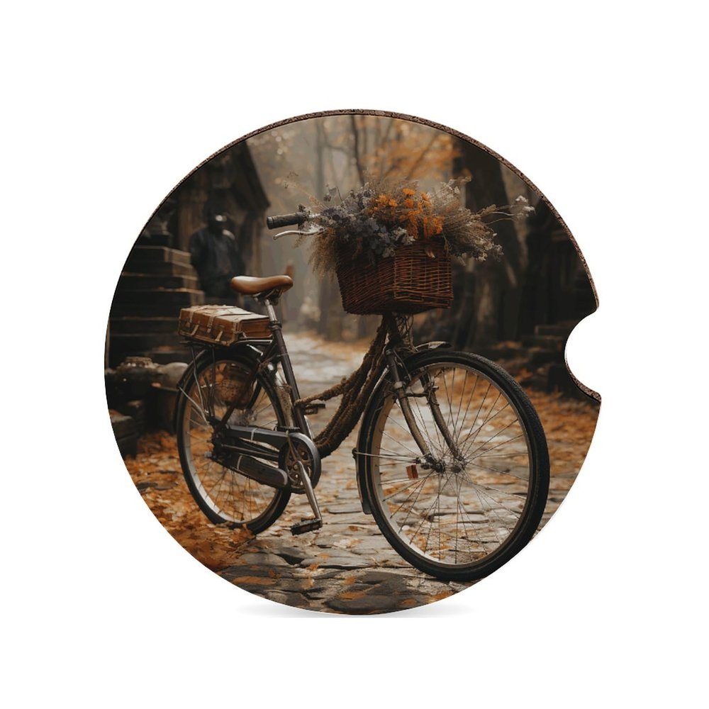 Bicycle Car Coasters Waterproof Anti Slip Car Cup Holder Drink Coasters with Finger Slot Auto Accessories for Women Men