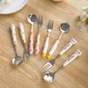(8 Pieces) 6.69 Inch Cartoon Ceramic Stainless Steel Spoon Fork Cute Duck Stainless Steel Spoon Dessert Spoon Home Coffee Tea Spoon Fruit Fork (Mixed) view 3