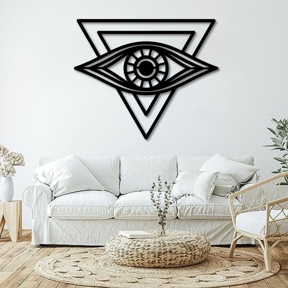 Aportif Metal Evil Eye Wall Decor, All Seeing Eye Metal Art, Geometric Decorations, Abstract Artwork, Evil Wall Art for Living Room Bedroom Office (Black, 19 x 15 in / 47 x 39cm)