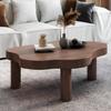 Cloud Shaped Coffee Table, Irregular Wood Coffee Table, Round Corner Thicken End Table, Modern Coffee Table with 3 Legs, for Living Room Furniture (Walnut,80x55x40CM) view 1