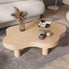 Cloud Shaped Coffee Table, Irregular Wood Coffee Table, Round Corner Thicken End Table, Modern Coffee Table with 3 Legs, for Living Room Furniture (Walnut,80x55x40CM) view 3