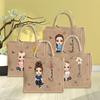 TISEA Personalized Cartoon Character Large Capacity Jute Tote Bag with Birth Flower and Name Mother's Day Birthday Gift for Women Girls(Women,Black Hair) view 2