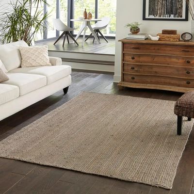 HandloomBazzar Handmade Hand Woven Braided Jute Natural Fibers Rug Bohemian Hand Braided Eco Friendly Rugs for Bedroom Kitchen Living Room Farmhouse(Gray,10' x 14')